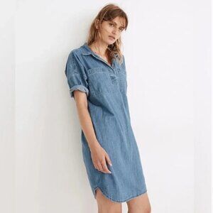 Madewell Denim Short-Sleeve Popover Shirtdress in Waltham Wash (1501)
